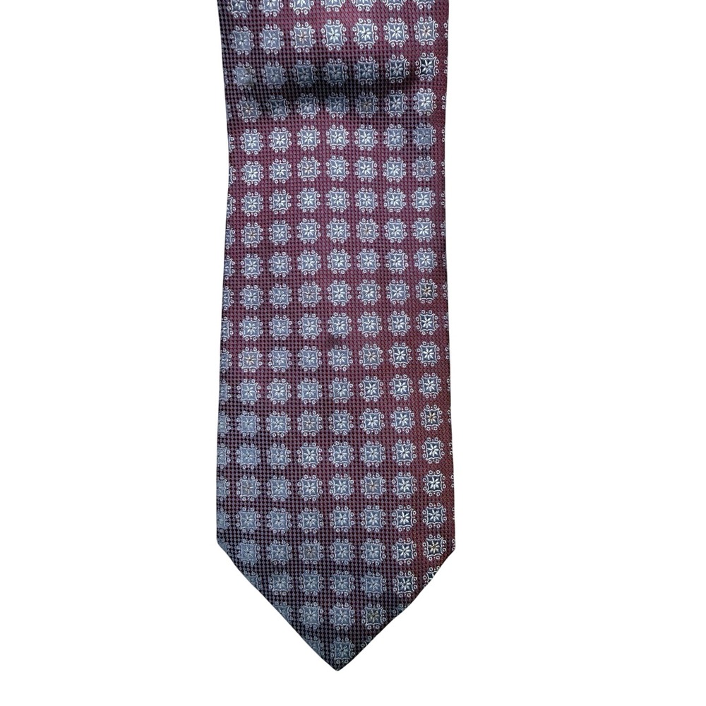 Today's Man Necktie Mens OS‎ Burgundy Excellent Geometric Medallion Italy
